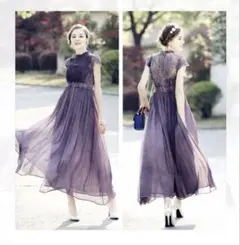 オケージョンドレス パープル パーティドレス