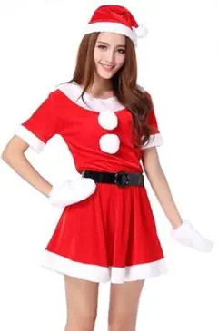 サンタ コスプレ 衣装 レディース クリスマス ミニ ワンピース 帽子 手袋