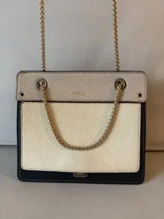 【美品】FURLA フルラ レザー チェーンショルダーバッグ トリコロール