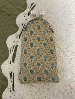 がま口　お財布　メガネケース　ポーチ　ペンケース　ハンドメイド❤️ブルー