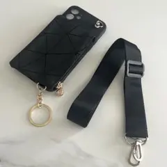 新品　未使用　iPhone 12 ケース幾何学柄ポーチ　　　　　　ストラップ付き