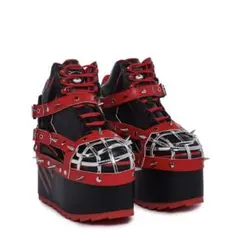 YRU グルーミー 厚底スニーカー 赤 黒