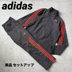 美品 adidas アディダス ナイロンジャージ セットアップ 墨黒 上M 下L