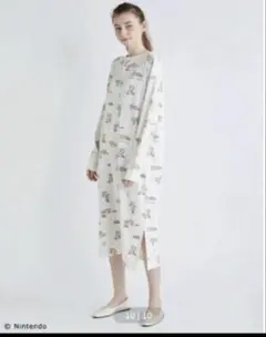 ジェラートピケ　スーパーマリオ　コラボ　ヨッシー総柄ワンピース