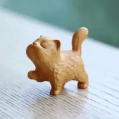 激安★超かわいい　猫木彫 一刀彫 リアル繊細彫飾り お土産 お守り 贈り物