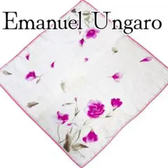 【良品】Emanuel Ungaro ハンカチ 大判 花柄 フラワー ピンクのサムネイル