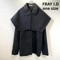フレイアイディー ケープデザインブラウス シャツ 2way フレアシルエット 黒のサムネイル