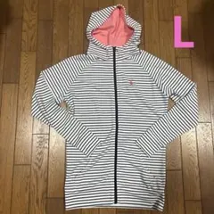 オーシャンパシフィック／ストライプフード付きラッシュガード／丈長め／体型カバー◎