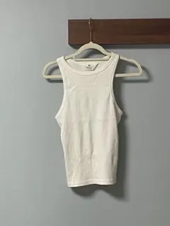 H&M ホワイト リブタンクトップ タンクトップ US 12-14A