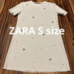 ZARA ミニ丈　ワンピース　ホワイト/ビジュー　S size