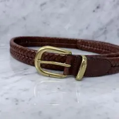 COACH コーチ ブラウン 編み込みレザーベルト メッシュベルト 肉厚 本革