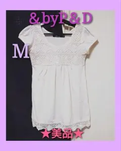レア★美品★【＆byP＆D】胸元レースチュニック ホワイト Mのサムネイル