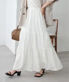 ☆最終値下げ中☆サテンワッシャーボリュームティアードスカート