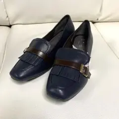 tehen テーン　キルト付　モカパンプス　ネイビー　24.5cm