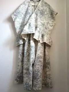 着物リメイク/大島紬/ロングジレ/ワンピース/フリル付き 着物リメイク/大島紬/ロングジレ/ワンピース/フリル付き - メルカリ