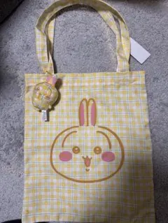 ちいかわ　チェック　トートバッグ　うさぎ