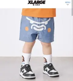 XLARGE KIDS ファニーゴリラフェイスデニムショートパンツ 90cm