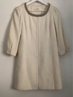 スナイデル☆ロングジャケット・コート・雑誌掲載・白・ネックビジュー・S・美品