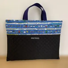 入園入学　レッスンバッグ　絵本袋　通園バック　ハンドメイド　キルティング　新幹線