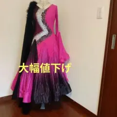 ✨️豪華羽付オ−ダー✨️社交ダンススタンダードドレス（Ｌサイズ）のサムネイル