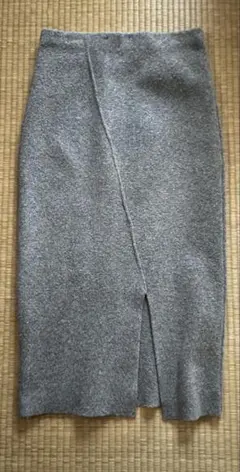 「ZARA」ザラ☆グレーのロングタイトスカート☆暖かい☆Lサイズ