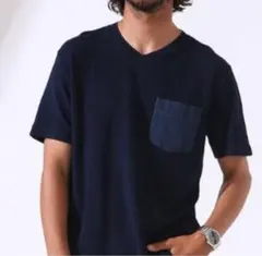 nano・universe Tシャツ ネイビー インディゴ Mサイズ