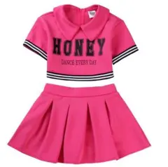 韓国kpopチアダンス 練習着 チアリーダー 衣装 ピンク セットアップ 120