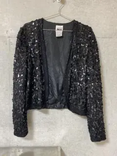 vintage スパンコールノーカラージャケット