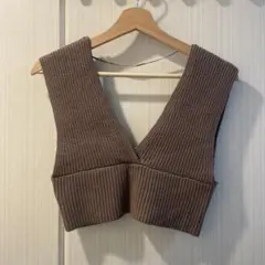 【新品未使用】GU 2WAYレースアップニットビスチェ　ブラウン　Ｓ