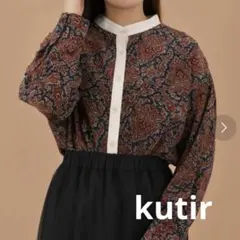 kutir クティール【F】 ペイズリー柄 バンドカラーシャツ ノーカラーのサムネイル