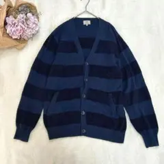 ■【グリーンレーベルリラクシング】ニットカーディガン　Lサイズ　ネイビー