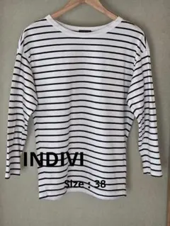 INDIVI ストライプ 長袖カットソー