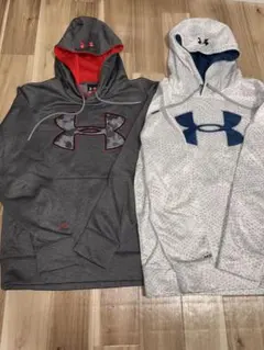 セット売り　Under Armour フード付きパーカー MD グレー/赤