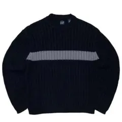 OLD GAP コットンリブニット ブラック グレー カラーブロック ライン