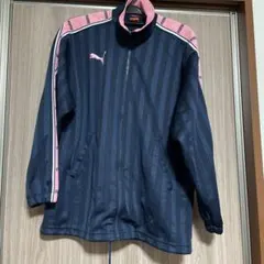 PUMA ストライプジャージ SS ネイビー/ピンク