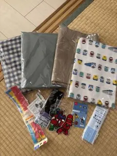 生地セット（グレー、ベージュ、チェック柄など）