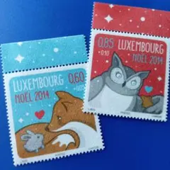 外国切手 ルクセンブルク 2014年 動物 絨面フロッキング加工 2V