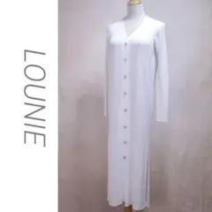 LOUNIE ロングカーディガン　白　フリーサイズ　シェルボタン　春夏/F153