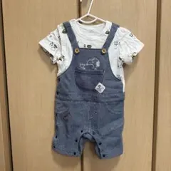 スヌーピー柄デニムロンパース