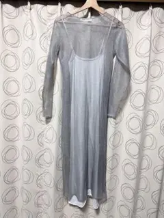 ZARA ザラ シースルー切り替えワンピース ロングワンピース ラメ グレー