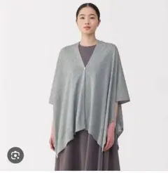 ＵＶカット　強撚コットン　ボレロ　ボタン付き１３０×１００ｃｍ・グレー