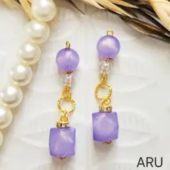 No.532★パープル☆クリア☆ビジュー☆ゴールド☆紫☆ピアス☆イヤリング