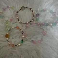 子供用カラフルビーズブレスレット5個セット ハンドメイド