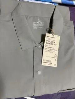 無印良品 風を通すワイド五分袖布帛ポロシャツ グレー Lのサムネイル