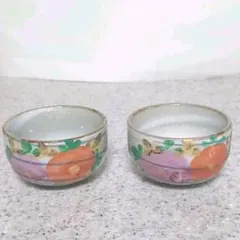 【美品】花柄   お猪口  ぐい呑み  ペアセット