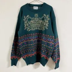 【一点物】90s 海外企画 スウェット 刺繍ロゴ 太アーム ビンテージ 【L】