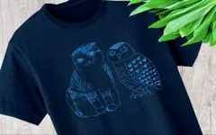 【SALE】フクロウと猫のオリジナルTシャツ。動物やマーブルシュット好きに！