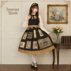 Innocent World 華麗な薔薇のロココドレス グレイッシュサックス生成