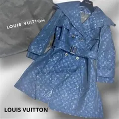【未使用級】 ルイヴィトン トレンチコート ネイビー 36 モノグラム ベルト付
