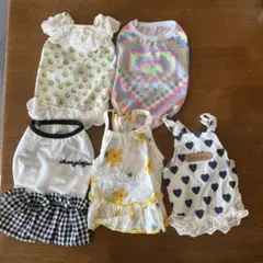 犬服セット 花柄 フリル付き 5点セット